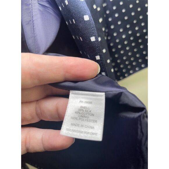 Pendleton Women's Plus 14w Navy Polka Dot Blazer 3/4 Sleeve Open Front - Picture 5 of 8